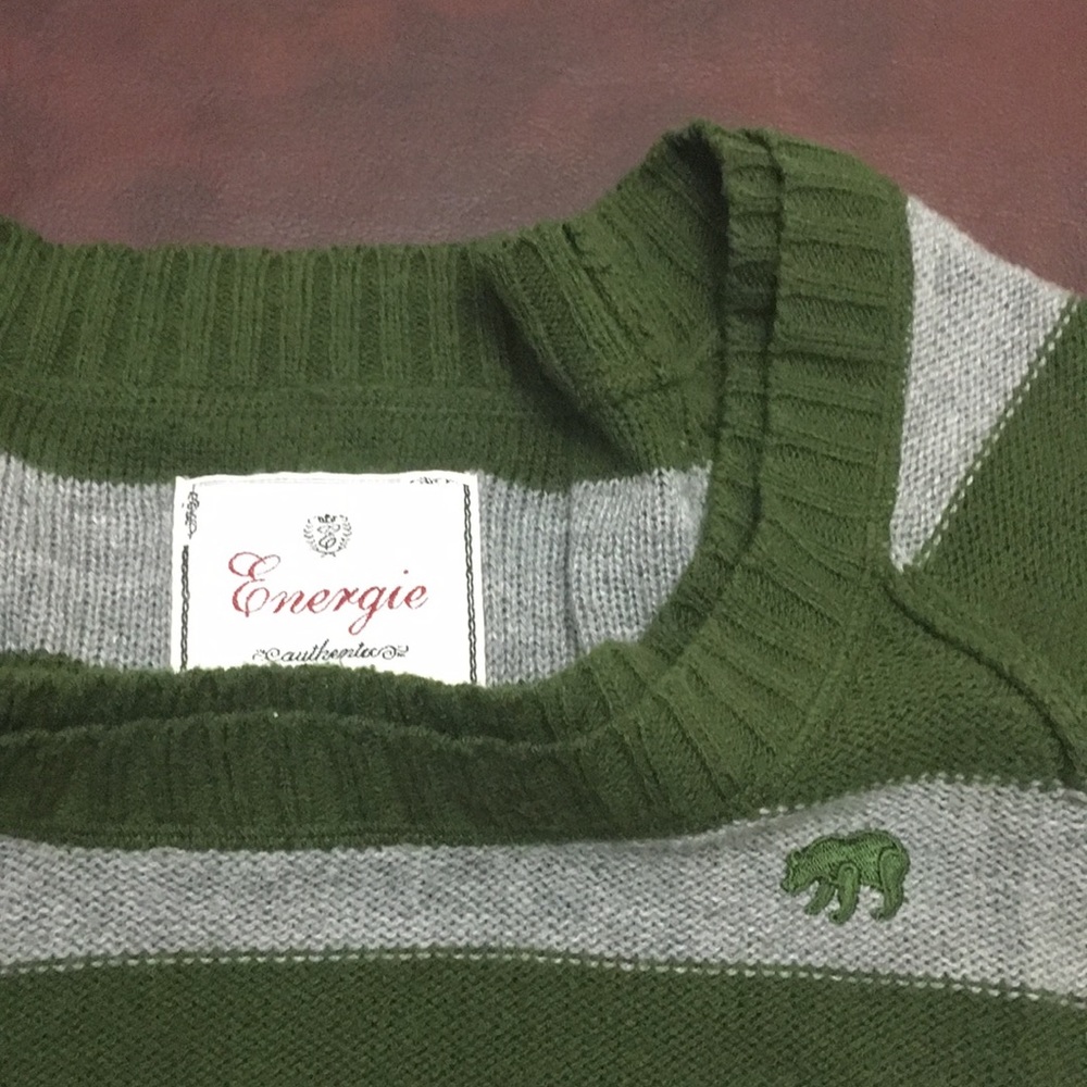 Energie brand olive green and grey sweater
